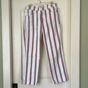 Reformation white striped pants